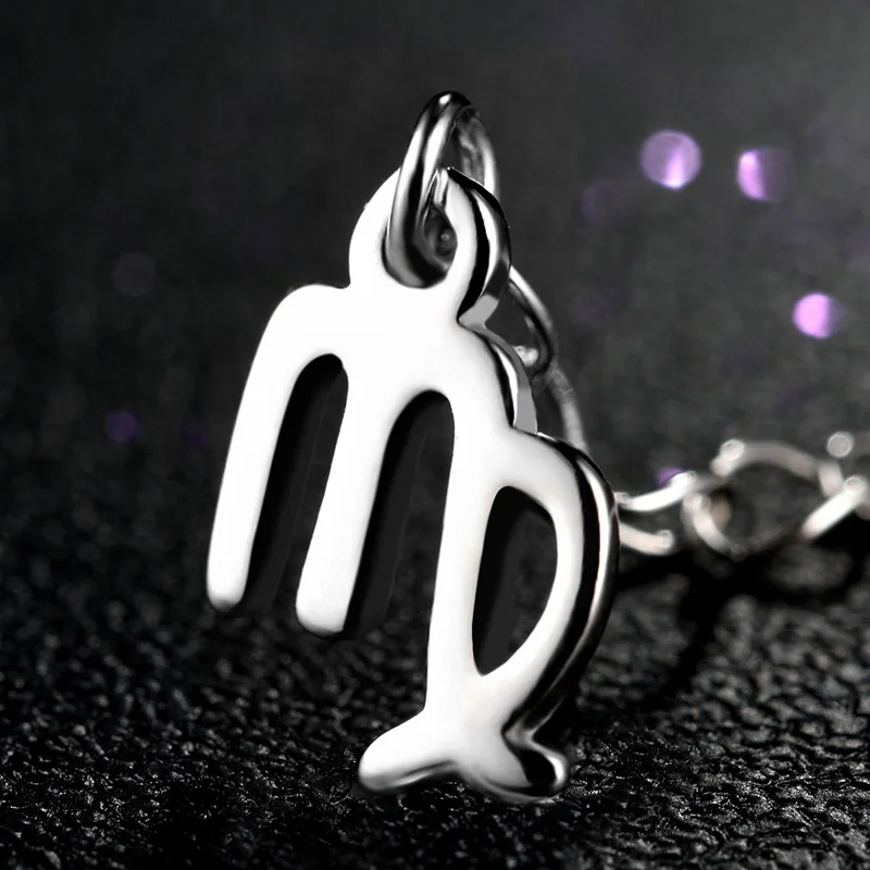 12 Constellation 925 Sterling Silver Pendant Zodiac Sign necklace Women Virgo Libra Scorpio Aquarius Necklace Wedding Jewelry - Окраска металла: Virgo necklace