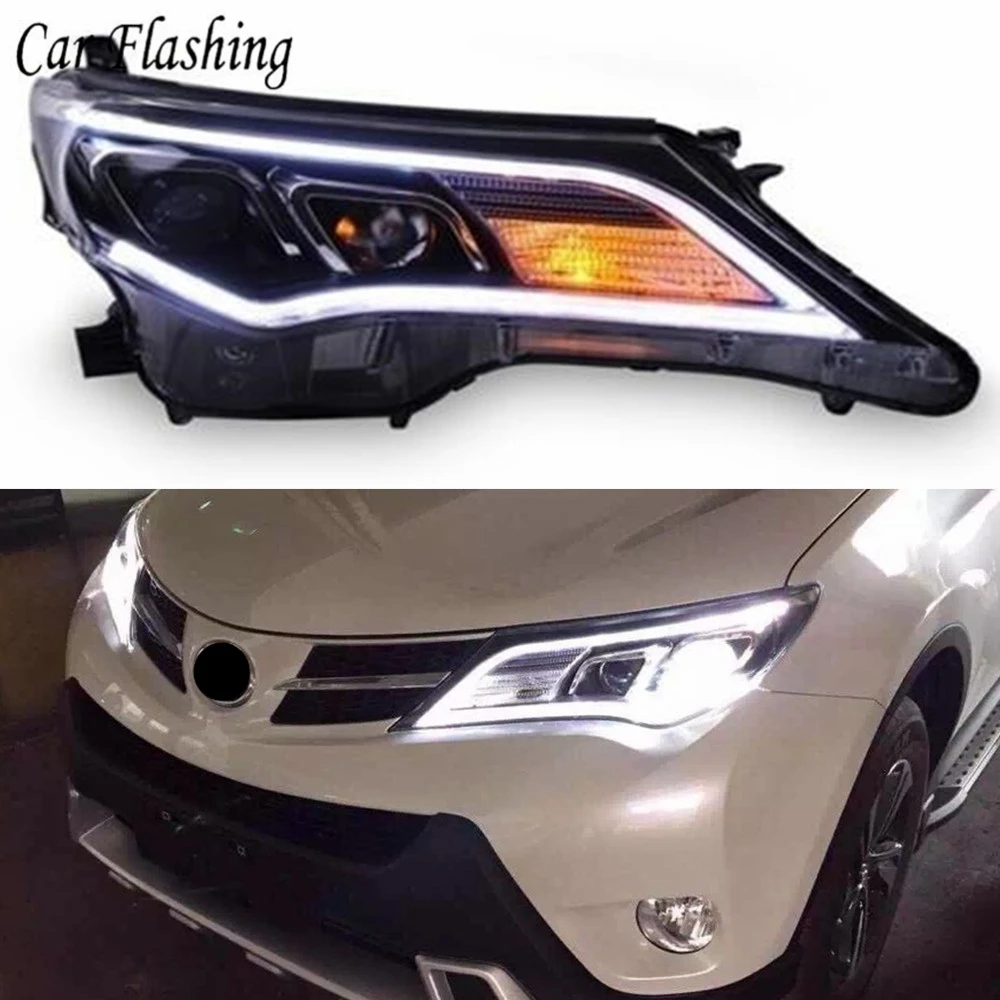 Для Toyota RAV4 светодиодный фары 2013 2014 2015 RAV 4 ДХО Биксеноновые линзы дальний ближний