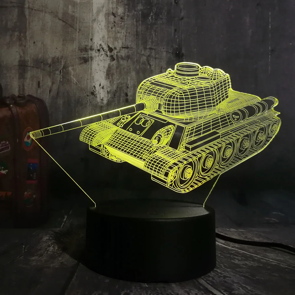 Светодиодная настольная лампа крутой Настольный светильник 3D с баком 7 меняющих