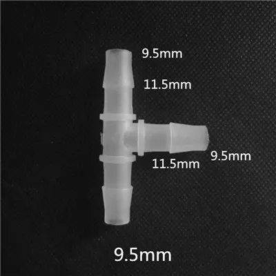 9.5mm 1 шт. 1,6 мм-15,8 мм ПП пластик равный тройник соединитель для мягкого шланга Соединительный адаптер - Цвет: 9.5mm