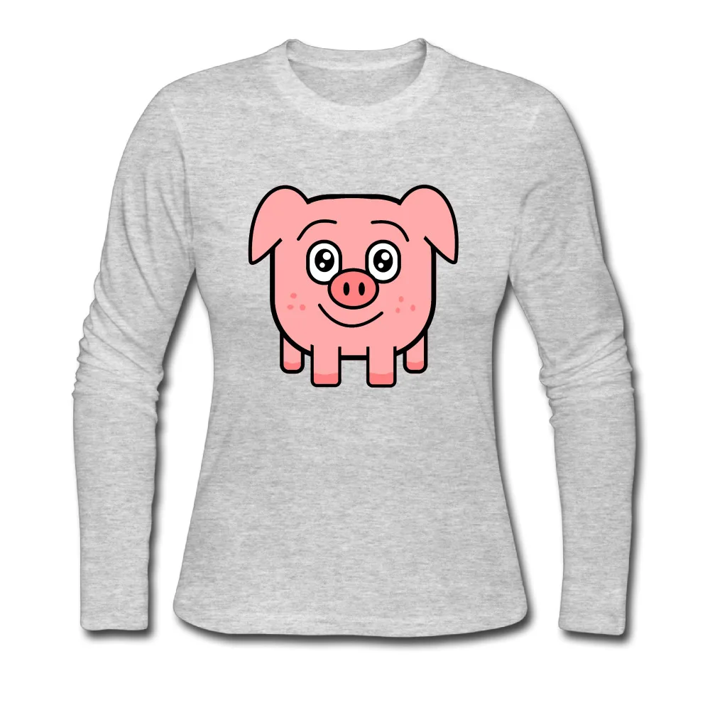 Площадь Свинья футболки Для женщин хлопка с длинным рукавом s футболка Camisetas