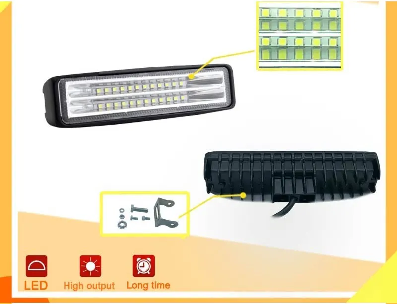 Рабочий светильник Led Bar Offroad 12 в 72 Вт 6 дюймов Автомобильный светильник для ATV SUV трактор Мотоцикл лодка автобус противотуманный светильник луч двухрядный точечный светильник