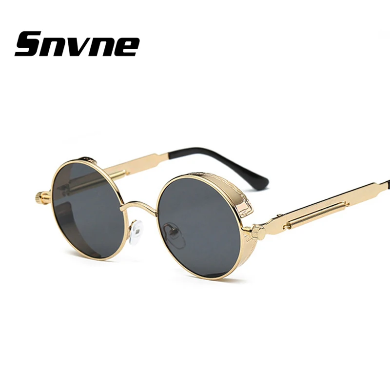 Snvne Готический стимпанк мужские зеркальные солнцезащитные очки Круглый Круг