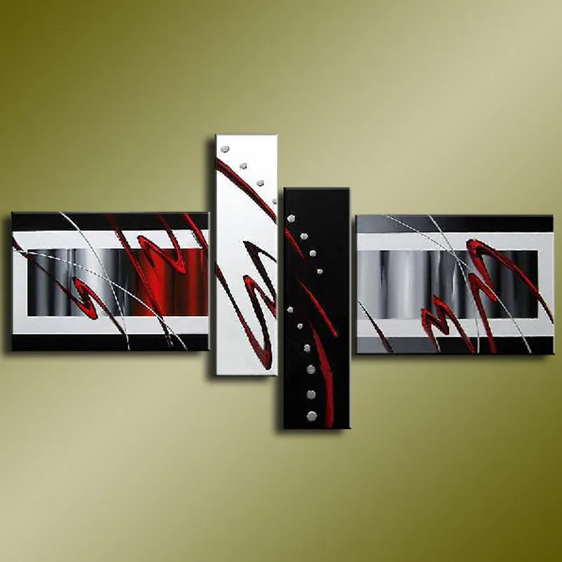 Ручная роспись Абстрактная акриловая живопись Современное украшение дома 4 шт