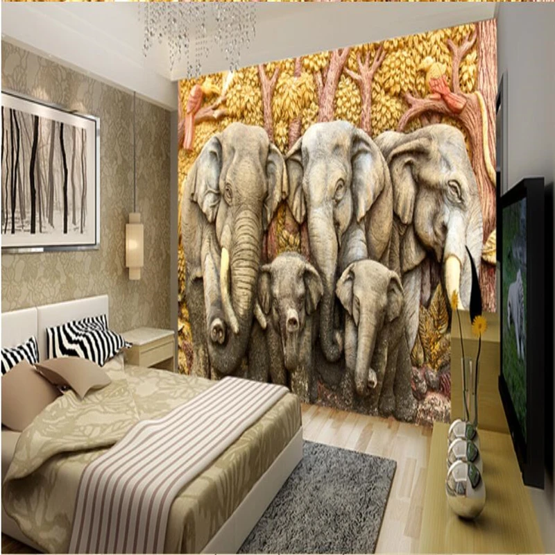 

beibehang Customize any size 3D wallpaper murals three-dimensional painting embossed elephant mural wall background wallpaper