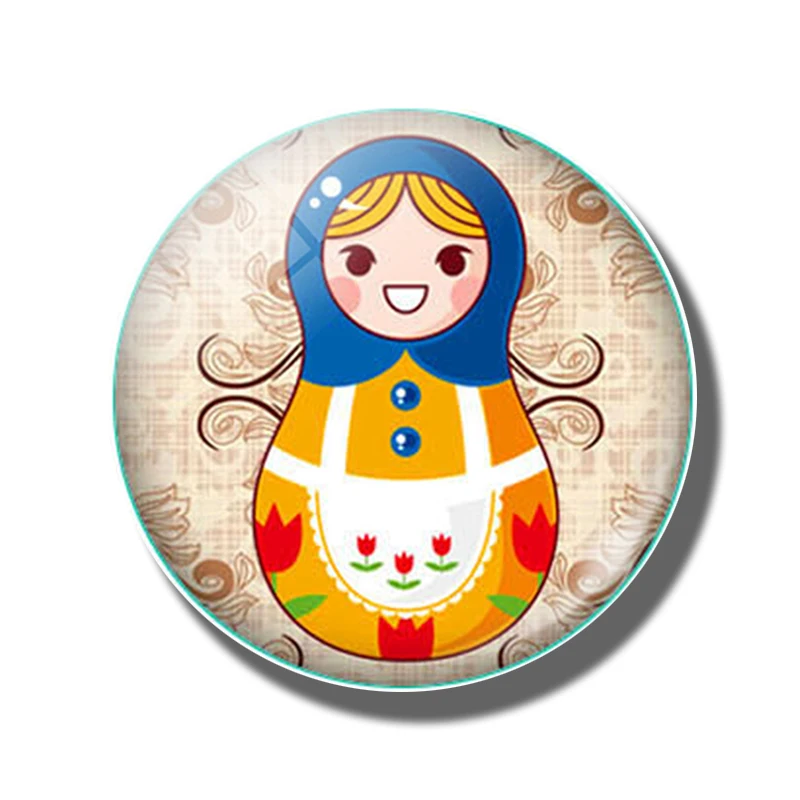 Мультяшная кукла с русским рукавом 25 мм круглая стеклянная кабошон русская