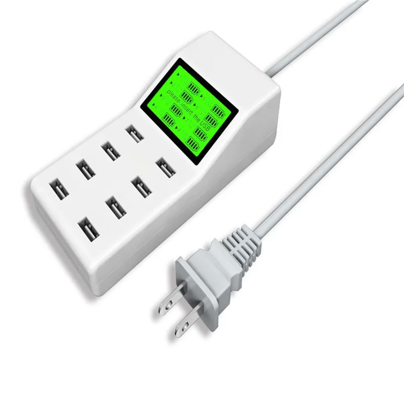 США ЕС Великобритания мульти 8 портов USB зарядное устройство с ЖК экраном