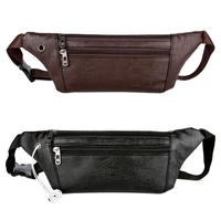 thinkthendo fashion men leather fanny pack belt bum waist pouch crossbody shoulder sport zip bag waist packs