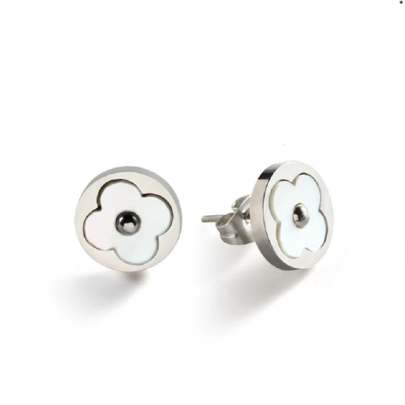 Type 1 silver Клевер серьги-гвоздики для женщин женские модные ювелирные изделия Корейский kpop маленькие серьги из нержавеющей стали розовое золото серебро - Окраска металла: Type 1 silver