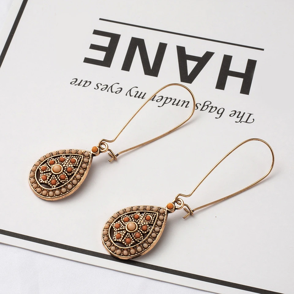 Винтажные богемные индийские этнические капельные бусины Висячие серьги для