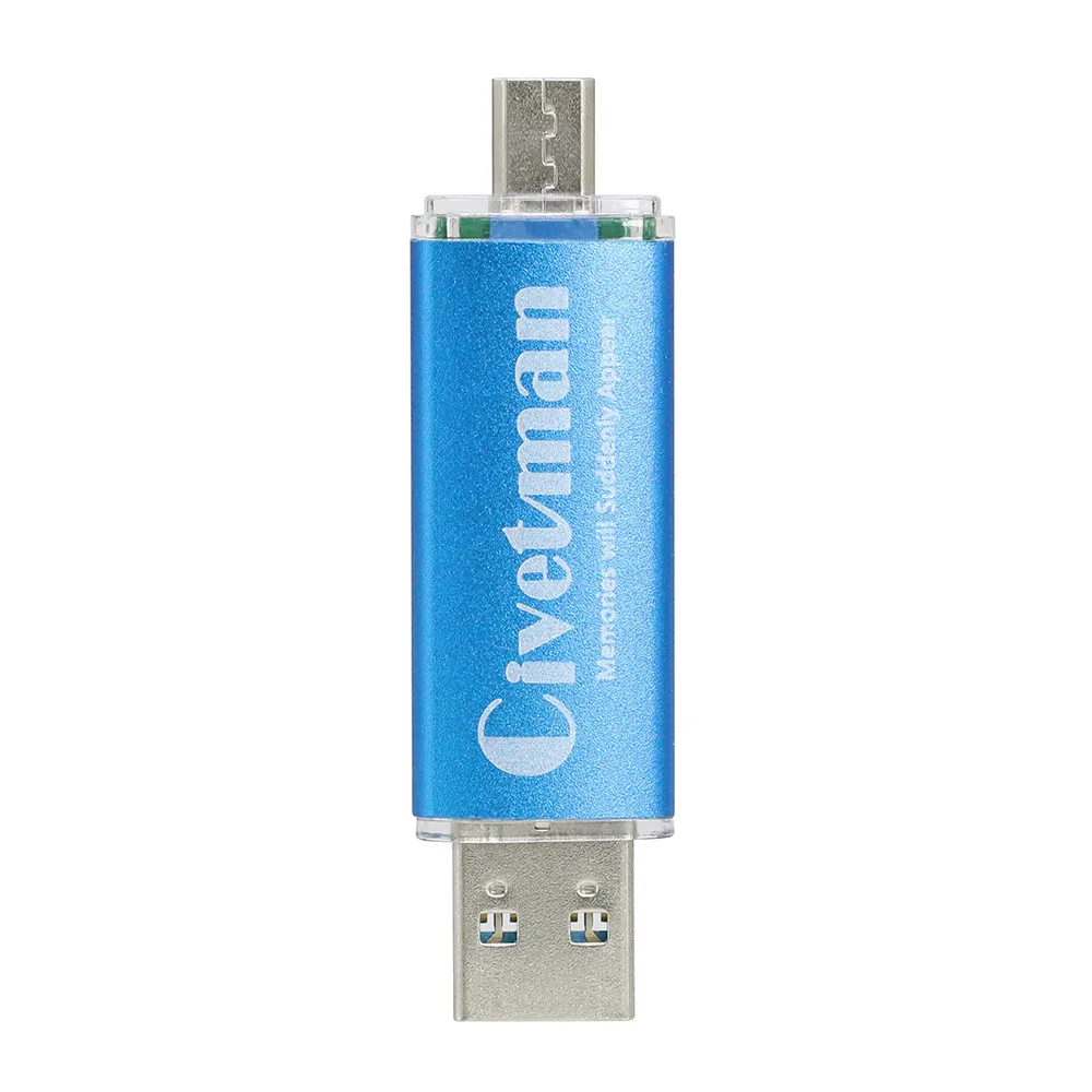 Civetman флеш-накопитель USB 3,0, металл, OTG, для телефона Android, высокоскоростной USB флеш-накопитель, 16 ГБ, 32 ГБ, 64 ГБ, 128 ГБ, флеш-накопитель, карта памяти - Цвет: Blue