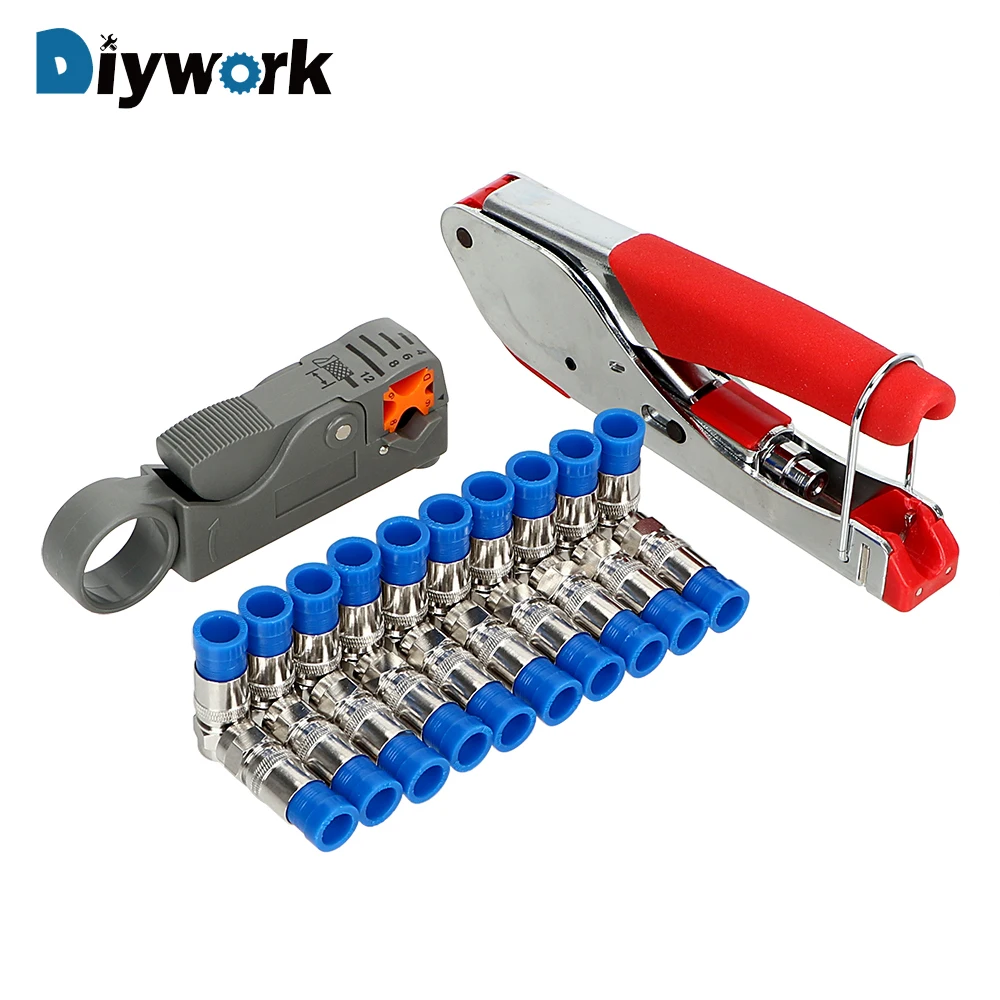 Набор плоскогубцев для зачистки проводов DIYWORK, коаксиальный кабель, инструмент для зачистки проводов, обжимные плоскогубцы