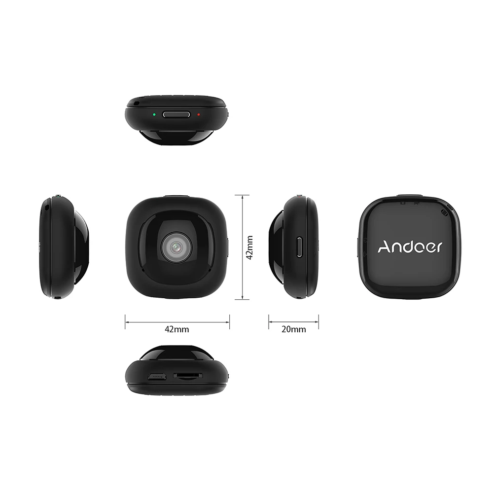 Карманная мини камера Andoer G1 портативная Full HD 8 Мп широкий угол обзора 120 градусов