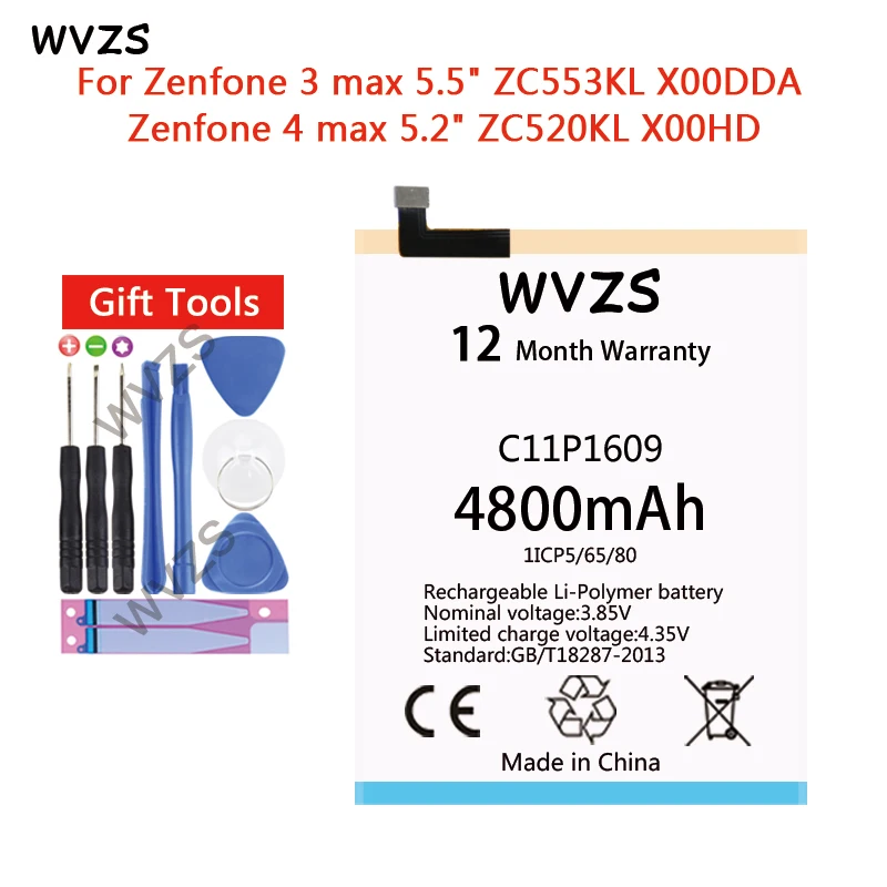Фото Wvzs 4800 мАч батарея C11P1609 для Asus Zenfone 3 max 5 &quotZC553KL X00DDA 4 2" ZC520KL X00HD батареи | Мобильные