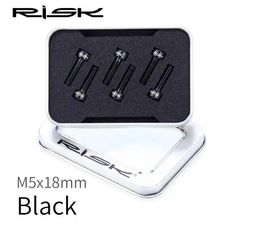 M5x18mm black 6 шт. M5x16/18 мм титановые винты для руля, болты для велосипеда, велосипеда, MTB руля, руля, титановый винт - Цвет: M5x18mm black