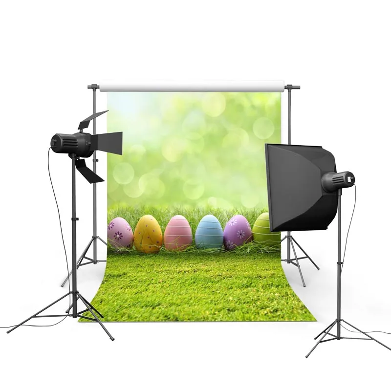 

3x5ft Пасхальный день Фото фоны яйца зеленый боке теплый газон Блестящий Фон для фотосъемки реквизит для фотостудии