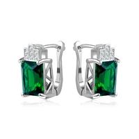 garilina fashion jewelry silver color square green austrian crystal clip earrings for women trinket engagement gift ae2255