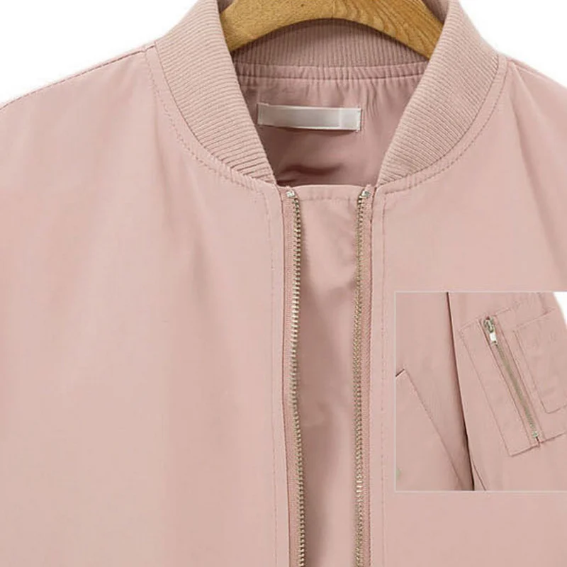 Женская куртка бомбер бейсбольная с воротником стойкой и длинным рукавом весна