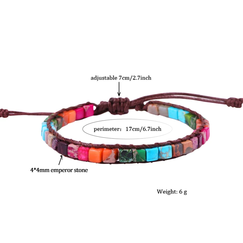 Богемный натуральный камень 7 Чакра Браслет Ручной Работы регулируемые браслеты