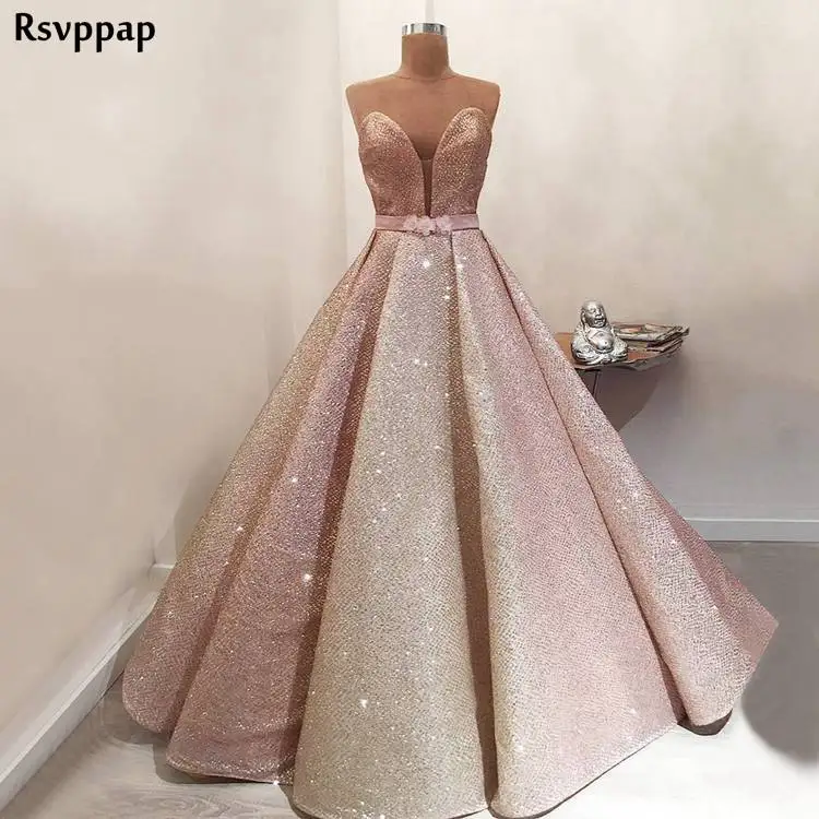 same as pic Длинное розовое Золотое вечернее платье Потрясающие блестящие вечерние платья в арабском стиле длиной до пола abendkleider - Цвет: same as pic