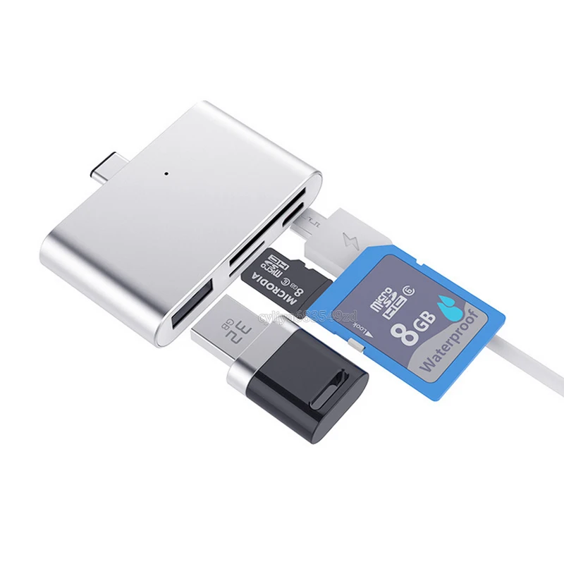 30 шт./лот 4 в 1 USB 3.1 USB-C Тип C TF Micro SD OTG Card Reader для Macbook 12 дюймовый Мобильный телефон |