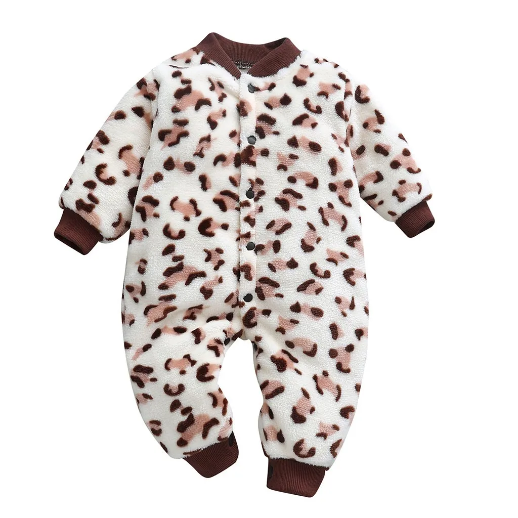 Леопардовые детские комбинезоны с печатью; зимний теплый флисовый комплект одежды для мальчиков; Одежда для девочек с героями мультфильмов; комбинезоны для новорожденных; Детский комбинезон