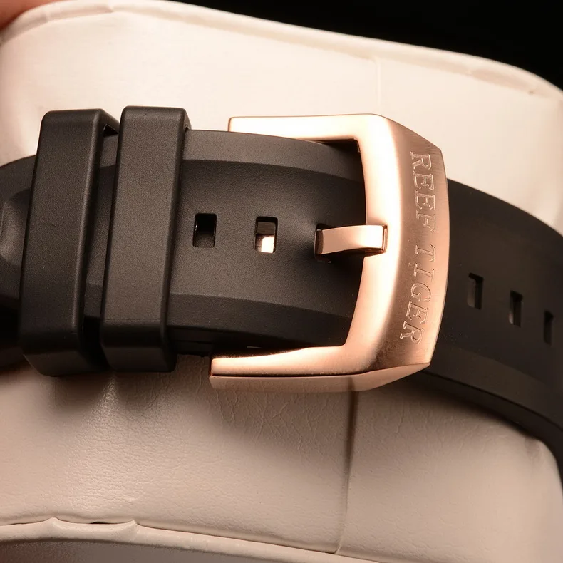 Reef Tiger RGA3069-T мужские многофункциональные кварцевые наручные часы с защитой от воды, хронограф, светящийся-черный