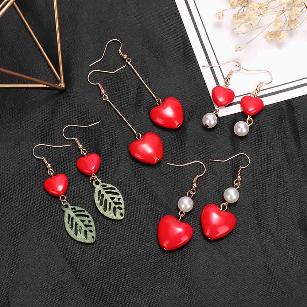 Серьги с жемчугом в Корейском стиле красные серьги гвоздики романтическом для