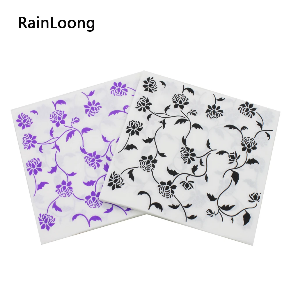 [RainLoong] Printed Feature Flower Vintage Paper Napkin Event & Party Decoration Tissue Decoupage Servilleta 1 pack (20pcs/pack)