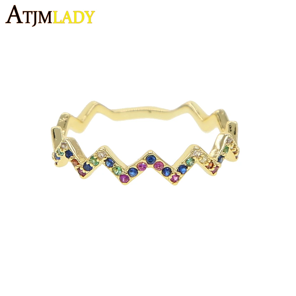 Женское разноцветное кольцо Eternity Band Радужное с фианитами для девушек и женщин на