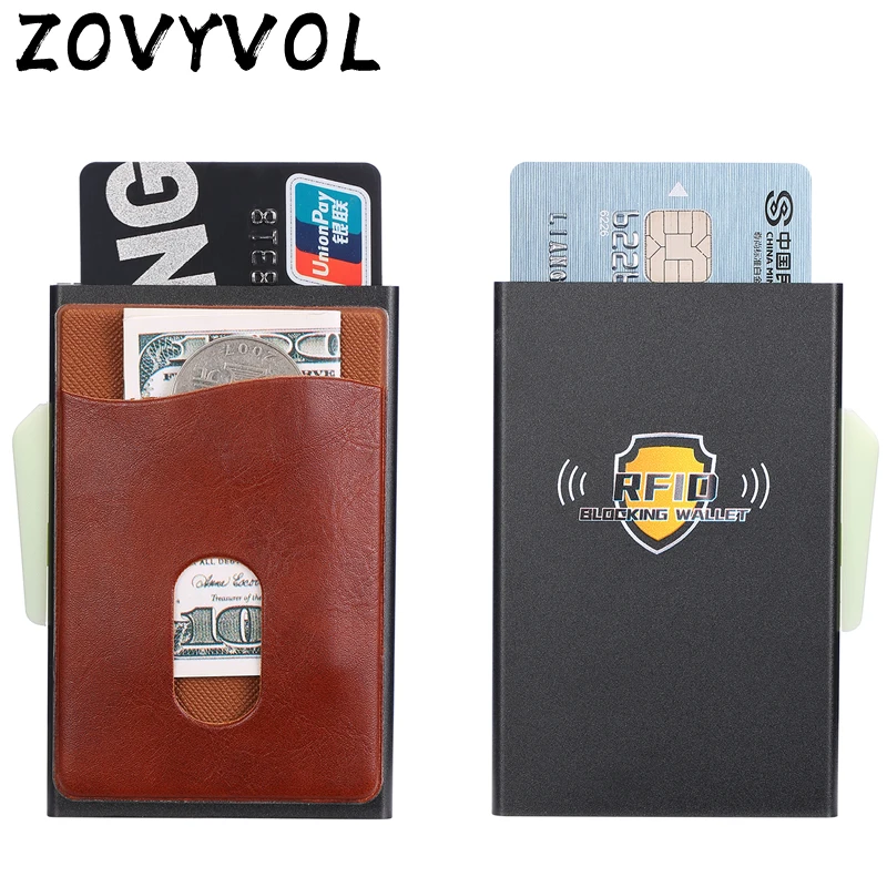 Металлический держатель для кредитных карт ZOVYVOL автоматический эластичный