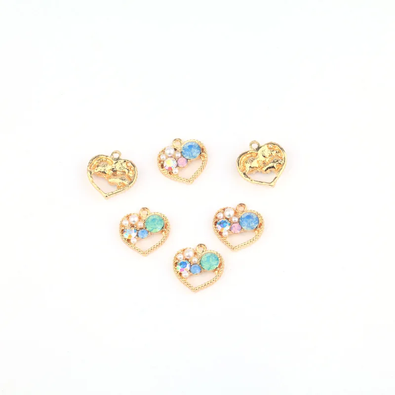 10 шт. хрустальные ювелирные кулоны сердечко изготовление золотого цвета Кулон DIY