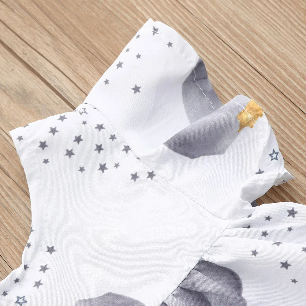 Детские платья со звездами и принтом слона для маленьких девочек одежда детей