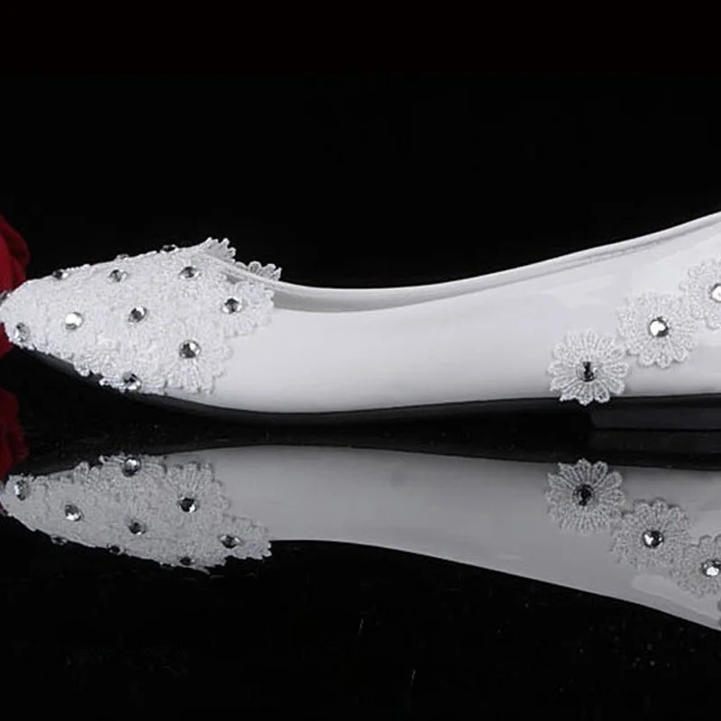 

Spring Summer Lace Rhinestone Flat Heel Bridesmaid Shoes Dancing Party Prom Bridal Dress Sparkling Wedding Dress Shoes