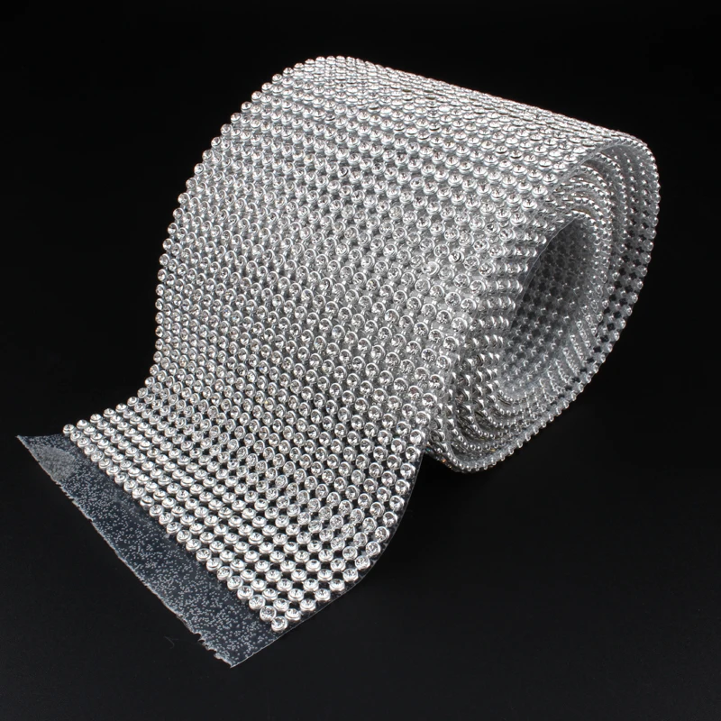 Кристаллическая серебряная цепь Ss8 24 ряда блестящий клей длина основы 120 см для