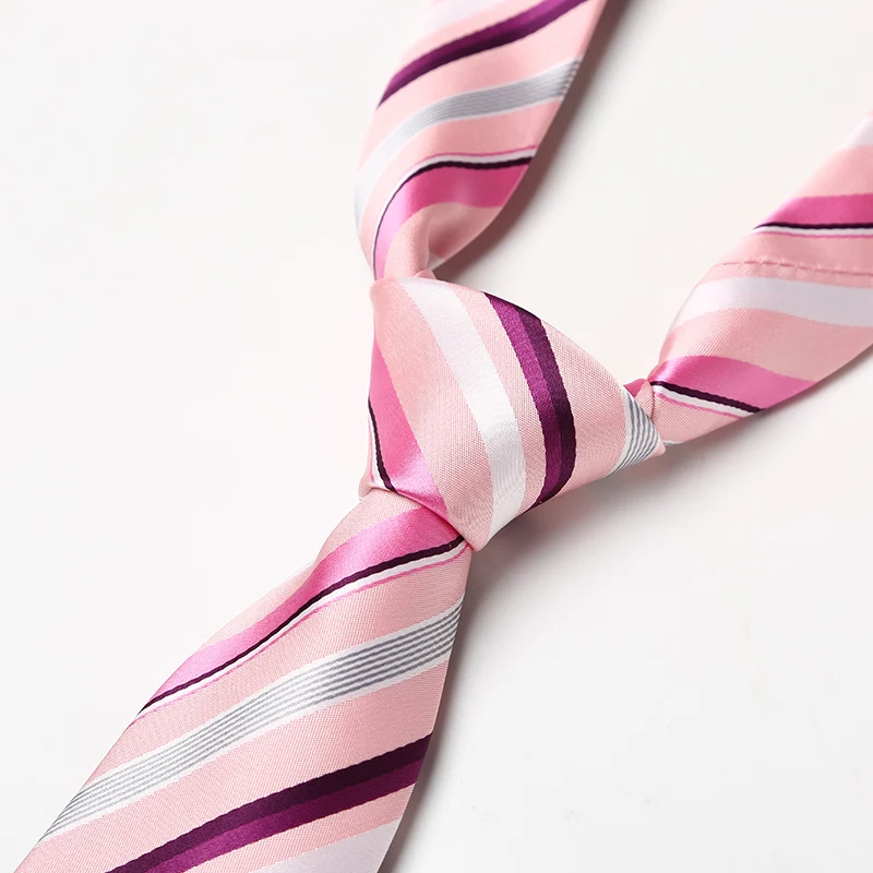 Высокое качество розовые фиолетовые галстуки в полоску для мужчин 7 см широкий