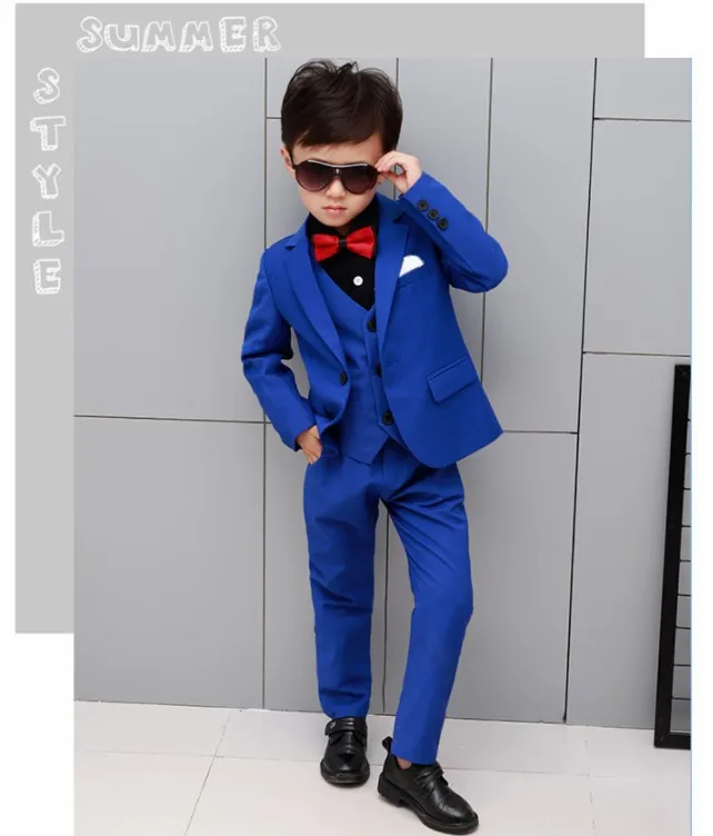 Jakcet Vest Pants C Торжественный костюм с цветочным узором для мальчиков на свадьбу; детский Блейзер; пиджак; жилет; брюки; галстук; 4 предмета; смокинг; вечерние комплекты одежды для джентльменов - Цвет: Jakcet Vest Pants C