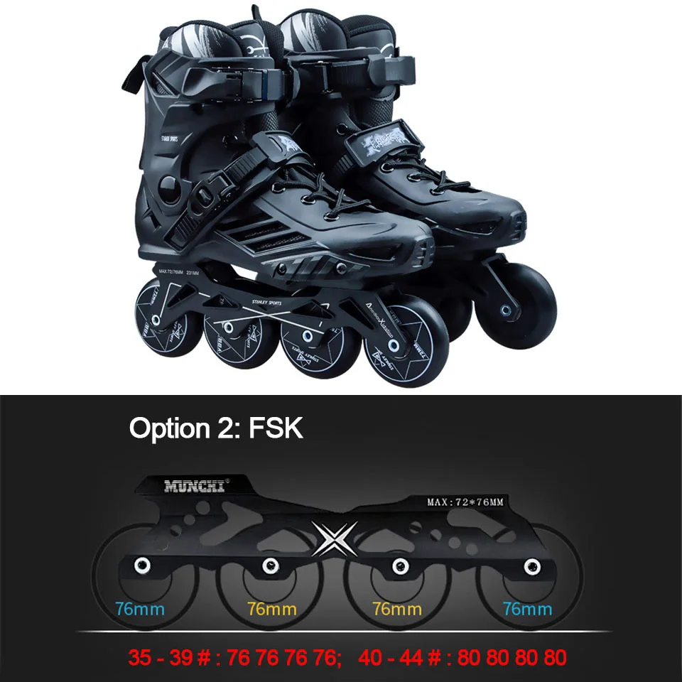 black option 2 Оригинальные Стэнли Профессиональные роликовые коньки с колесами в ряд для взрослых детей слалом горка Фристайл Гонки бесплатно катание Bursh Street Patines P3 - Цвет: black option 2