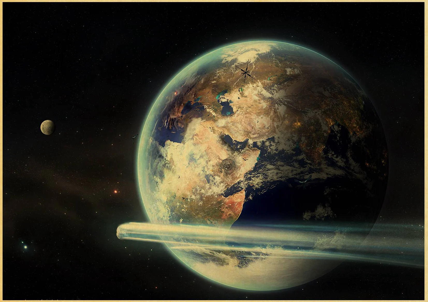 Плакат Vinate Nine Planets In The Solar system, декор для гостиной, ретро, крафт-бумага, настенная бумажная наклейка, художественная живопись - Цвет: D114