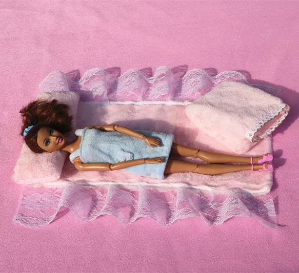 Высокое качество Аксессуары для кукол мебель розовое одеяло + подушка (кровать