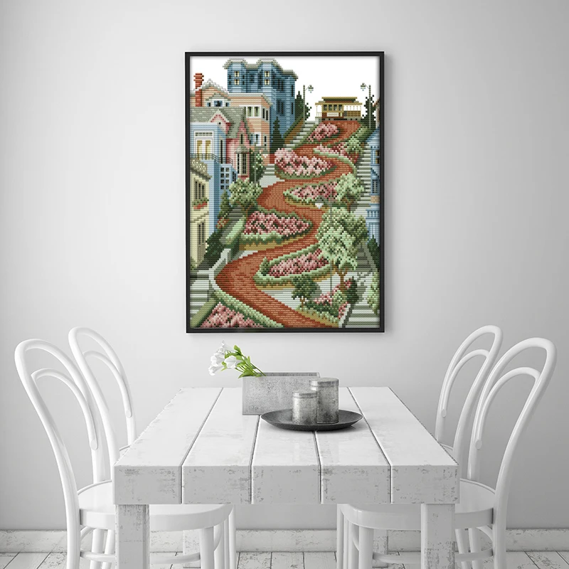 Joy Sunday Cross Stitch Kits City Streets Scenic Painting Pattern DMC 11 14CT Printed Water Soluble Canvas Embroidery Needlework | Дом и сад