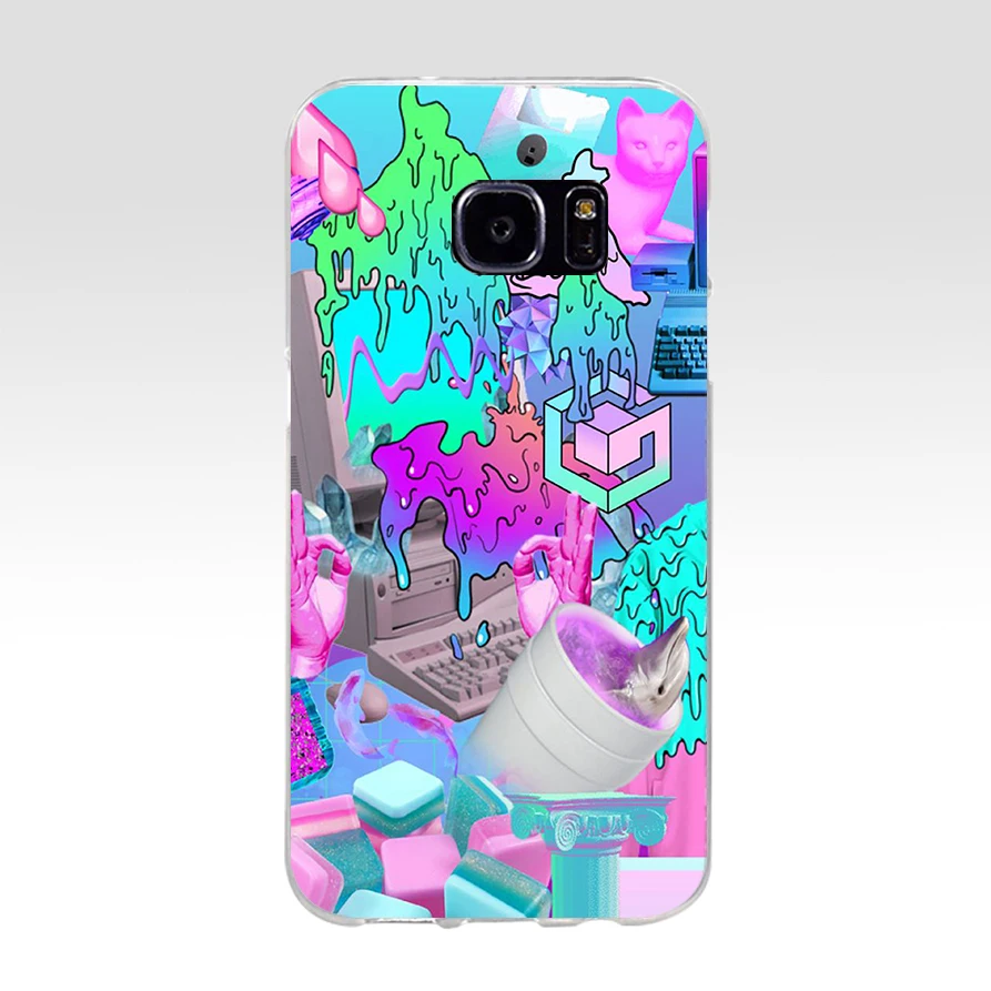 154H эстетика vaporwave Мягкий ТПУ силиконовый чехол для samsung Galaxy s6 s7 edge s8 s9 plus |