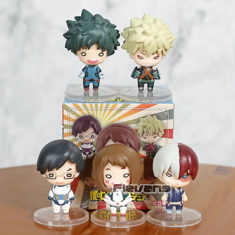 

My Hero Academia Izuku Midoriya Todoroki Shoto Bakugou Katsuki Ochaco Uraraka Tenya Iida Q Version Mini PVC Figure Toys 5pcs/set