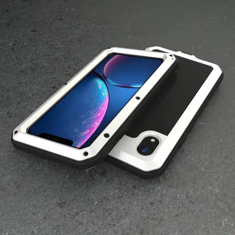 Роскошный Металлический прочный защитный чехол для iPhone XS Max XR X 8 7 6S 6 Plus SE 5 5S 8Plus 360 Полный Корпус противоударный чехол для iPhone - Цвет: Silver