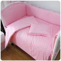 promotion 6pcs pink point 100 cotton toddler bedding baby bed baby crib beddingbaby bedding sets bumperssheetpillow cover