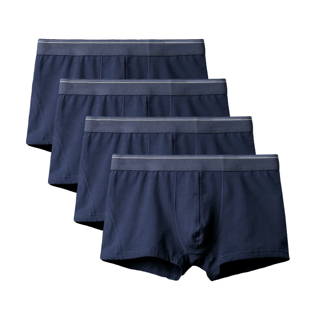 4Pcs A2425 Dark Blue 4 шт./партия, горячее мужское хлопковое нижнее белье, мужские боксеры, привлекательное нижнее белье, мужские комфортные трусики из «дышащей» ткани, Cueca, боксеры, шорты, плюс жир 6XL - Цвет: 4Pcs A2425 Dark Blue