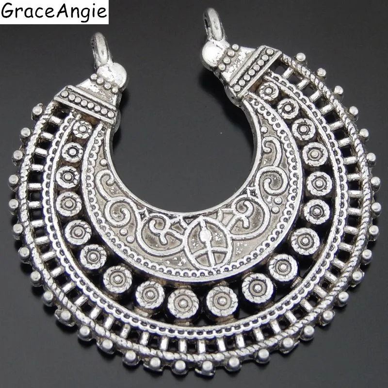4 шт. подвеска соединитель из сплава в форме полумесяца 38 х37 х2 мм|antique silver|necklace charm