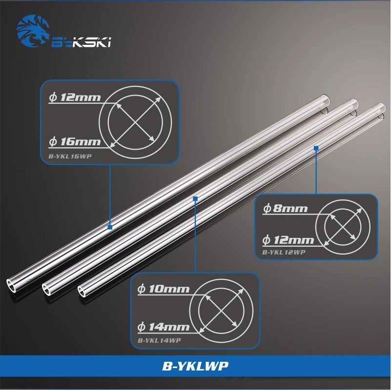 BYKSKI PMMA / PETG твердая трубка (OD12mm/OD14mm OD16mm ) + 2 мм толщина 50 см длина Прозрачная Жесткая