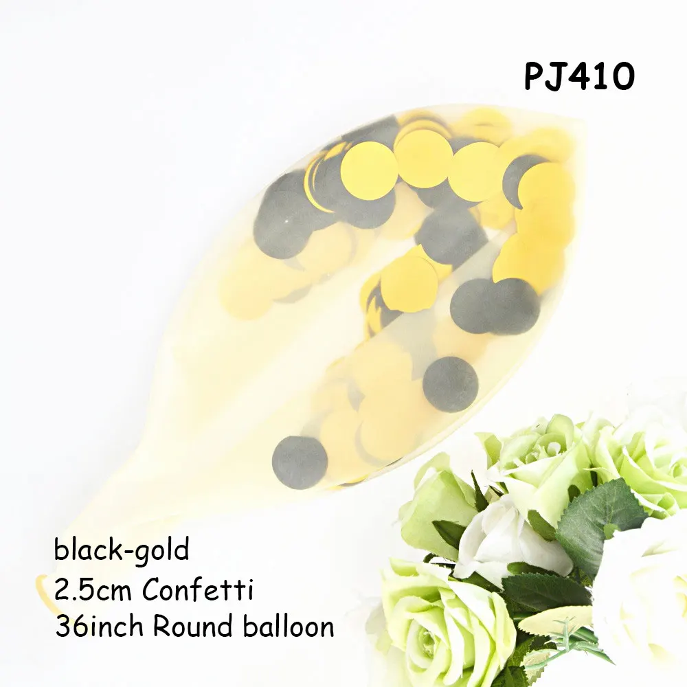PJ410 balloon 36 дюймов воздушный шар "Конфетти" тюль круглый гигантские надувные воздушные шары с днем рождения год Свадебные Рождество Рождественские украшения вечерние Fovors Globos - Цвет: PJ410 balloon