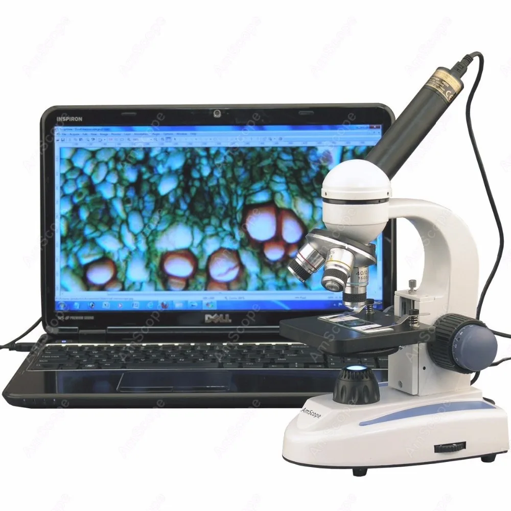 Стеклянный Студенческий микроскоп AmScope поставляет 40X 400X биологический